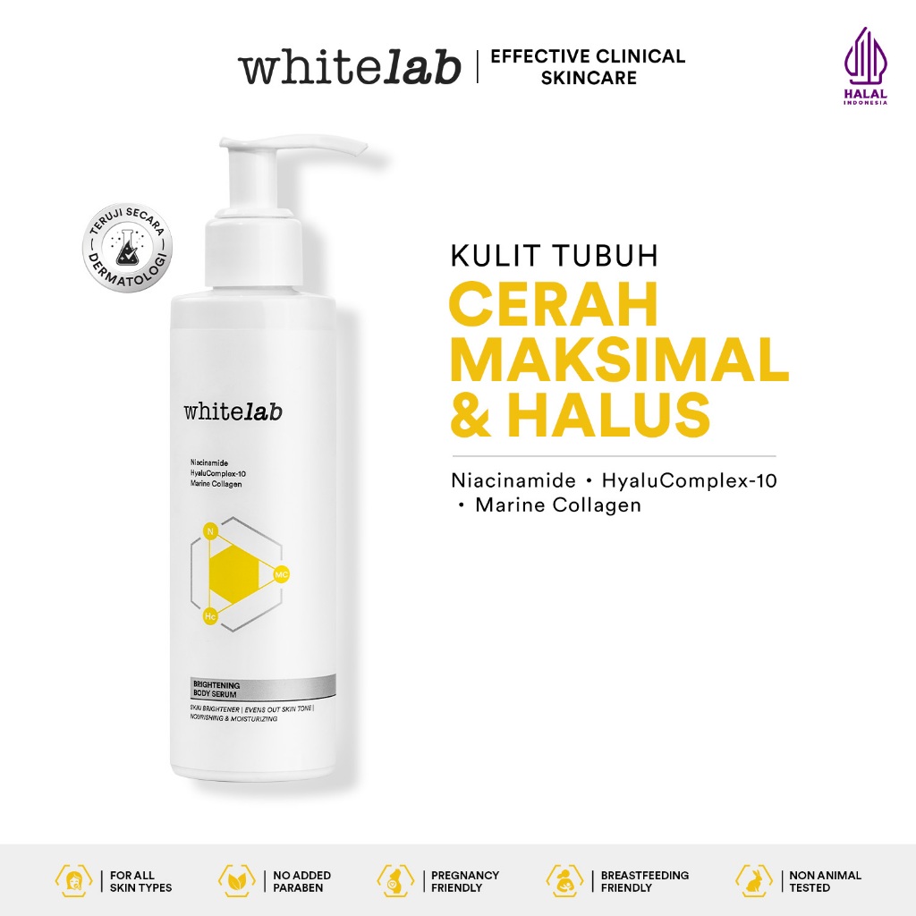 Whitelab Brightening Body Serum - Pelembap Pencerah Kulit Badan dengan Niacinamide, Hyaluronic & Col