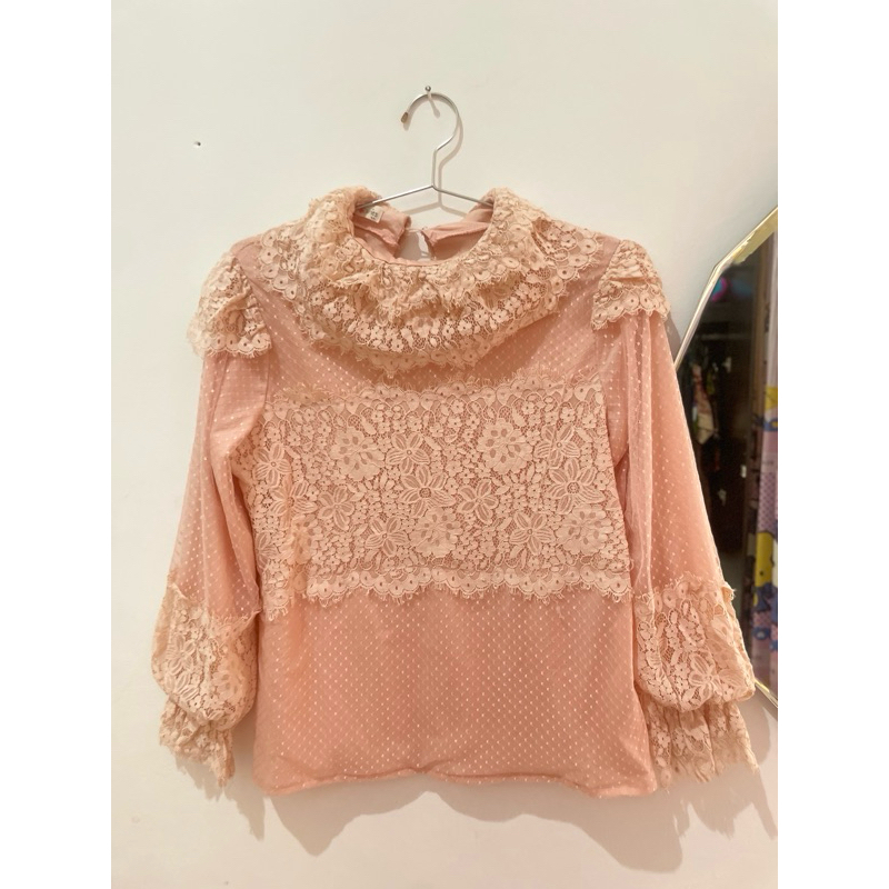 blouse korea hijab friendly brokat