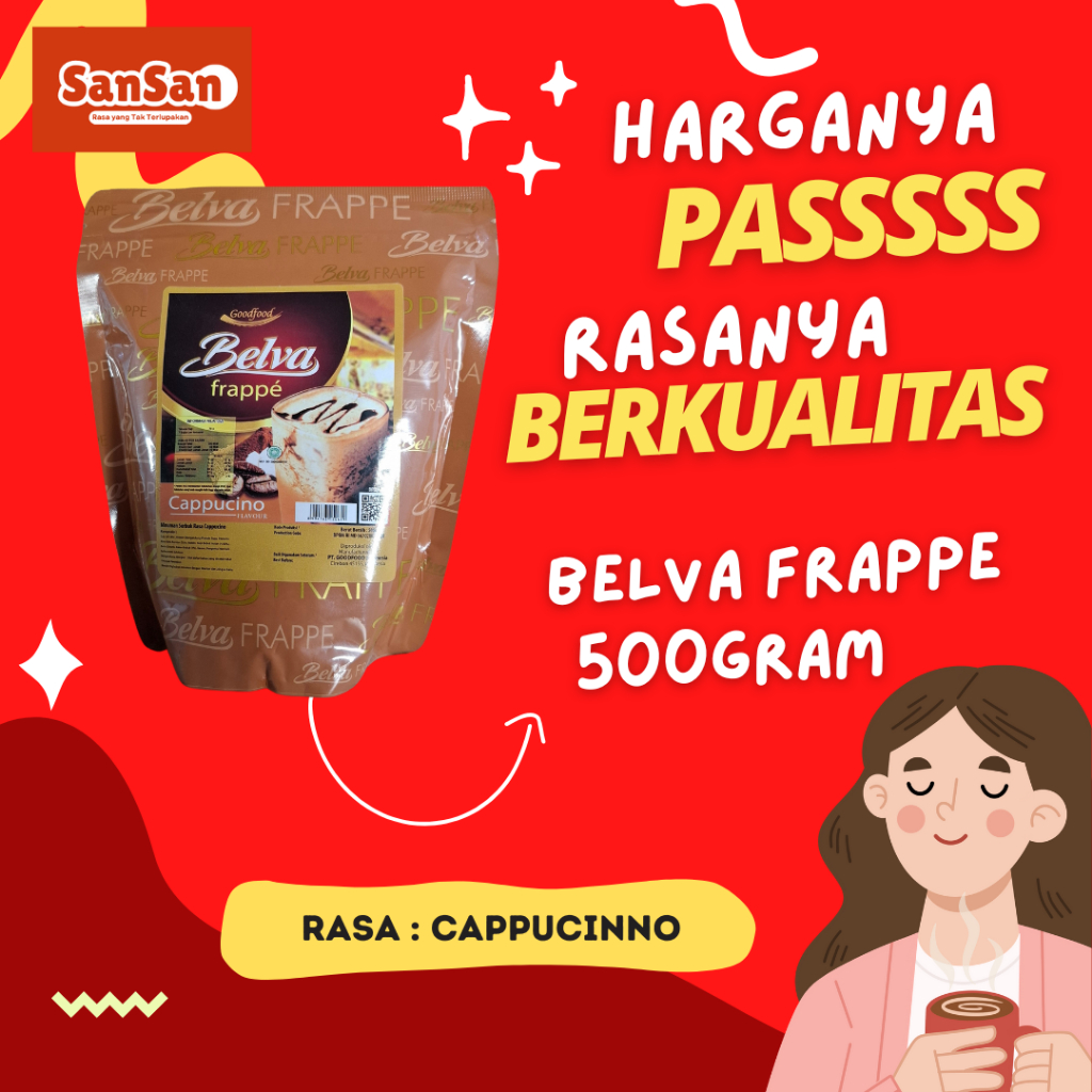 

Belva Frappe Minuman bubuk rasa Cappucino 500gram