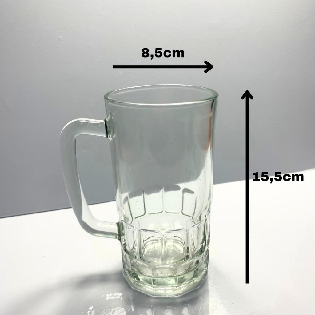 6 PCS Gelas Beer Jumbo Kaca Gagang / Gelas Kopi Teh / Gelas Kaca 1 Lusin