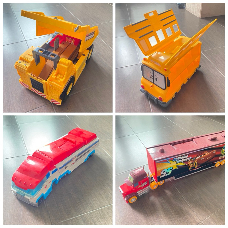 preloved mainan anak diecast truck takaratomy tomica robocar poli school paw patrol disney pixar mcq