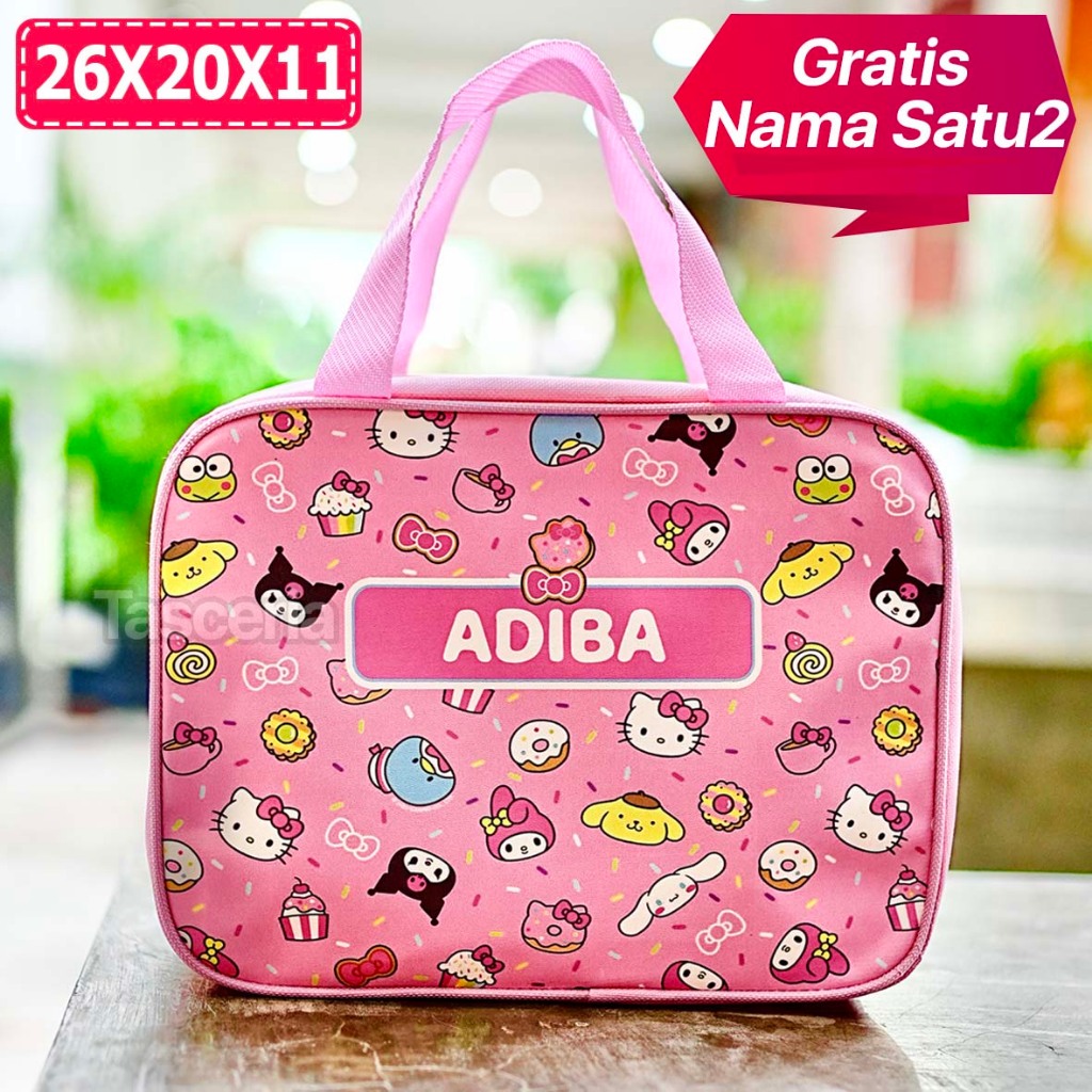 

Tas Souvenir Polyster Ulang Tahun Anak Gambar Melody and Kuromi Custom
