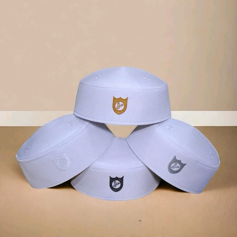 PECI LOGO BORDIR MALAYSIA/PECI HAJI PUTIH/BUSANA PRIA MUSLIM