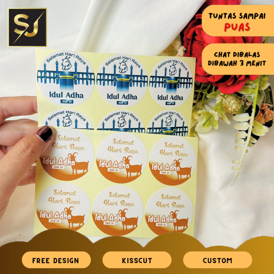 

2-4 Sangajaya Sticker Print Label Edisi Idul Adha Qurban Bentuk Bulat Stiker Lebaran Haji Custom