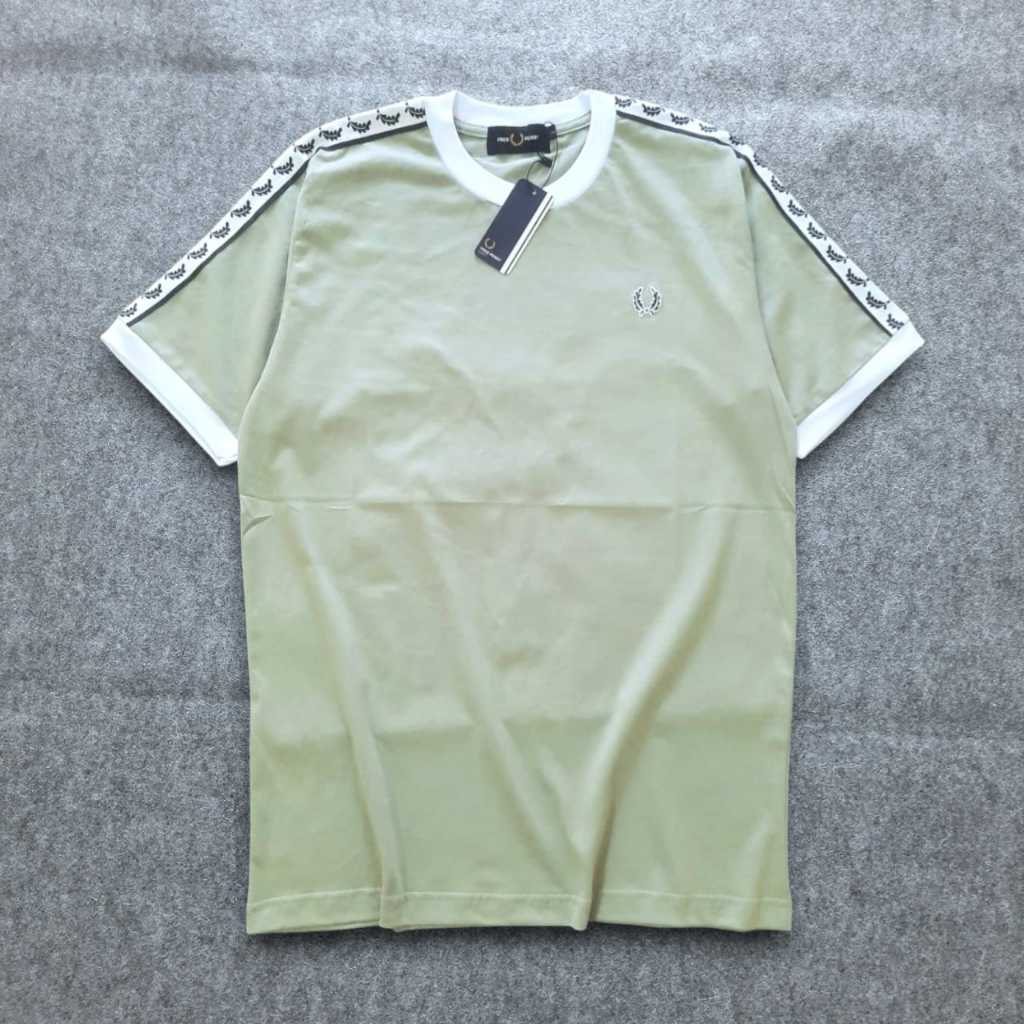 Kaos Fred Perry Tshirt Taped Sage Premium Pria Premium
