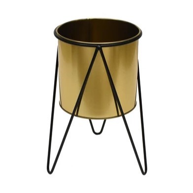 Informa Pot Tanaman Dengan Stand 19 x 28 CM Estetik - Gold