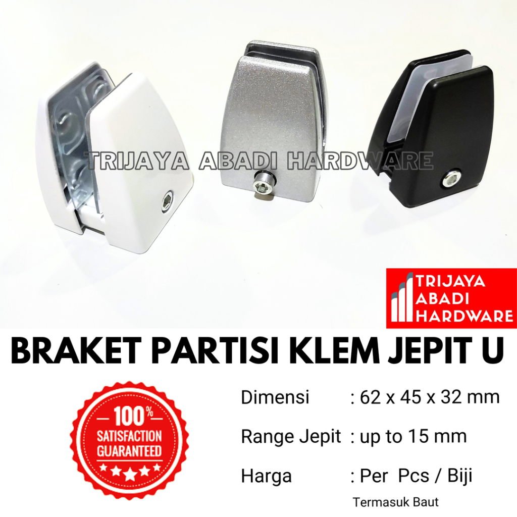Braket Partisi U Meja Kantor Klem Jepit Kaca Akrilik Kayu Pembatas Ruang