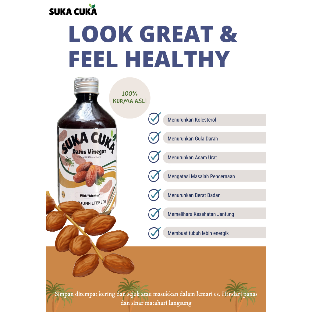 

Suka Cuka / Cuka Buah Kurma With Mother - Cuka Kesehatan untuk kolesterol - 300ml