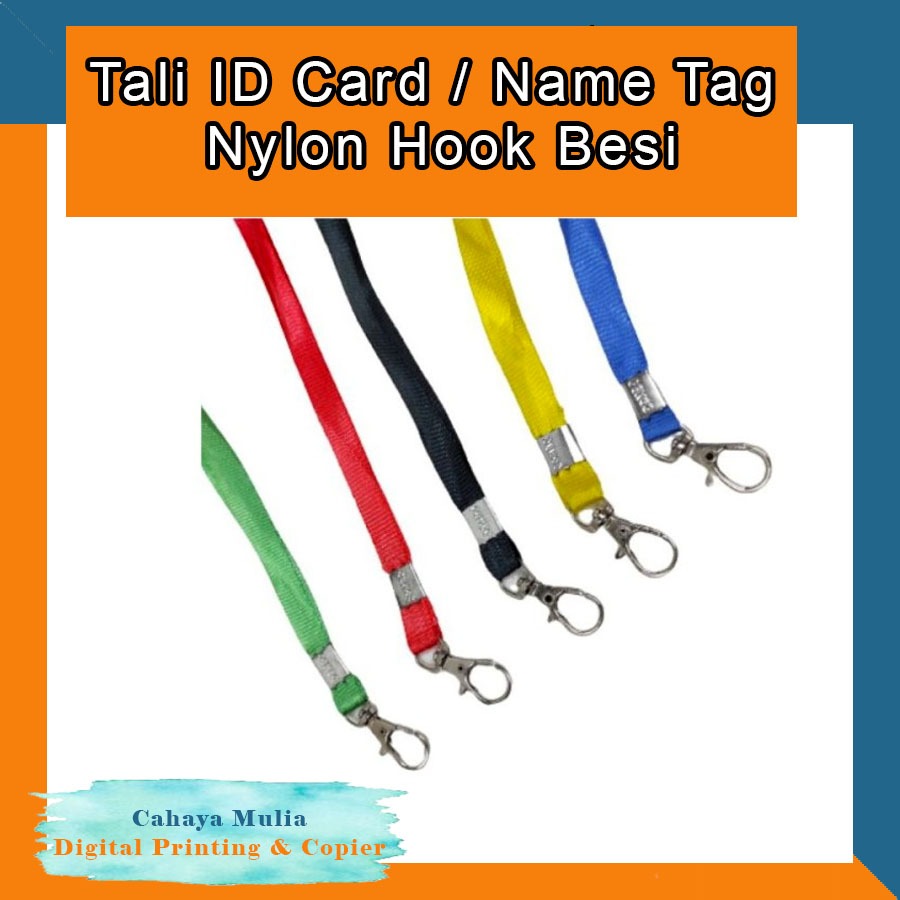 

Tali ID Card / Name Tag Nylon Hook Besi - Biru, 1 PCS