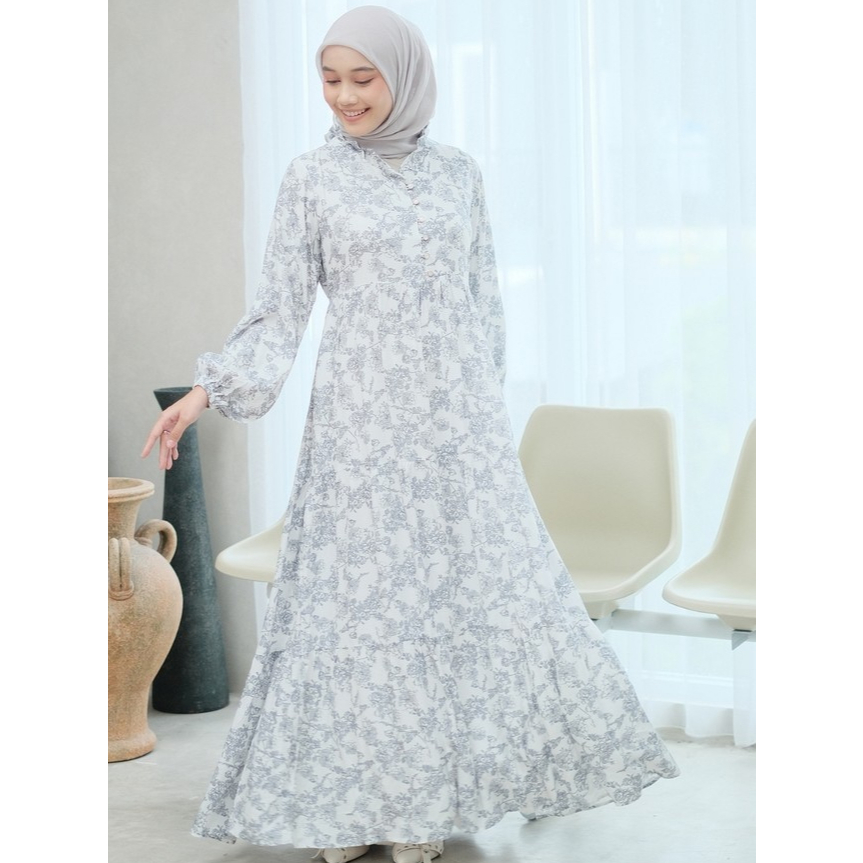 FLORAL PREMIUM VISCOSE  DRESS Gamis Bunga Lengan Panjang Korean Dress Muslim Dress Gamis Motif Bunga