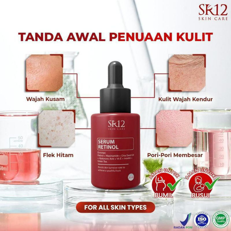 AMPUH UNTUK  ANTI AGING / KERUTAN / FLEK HITAM / BEKAS JERAWAT / PORI BESAR SERUM RETINOL SR12