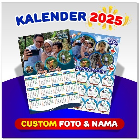 Cetak Kalender 2025 Custom Tema, Foto dan Nama + Mata itik