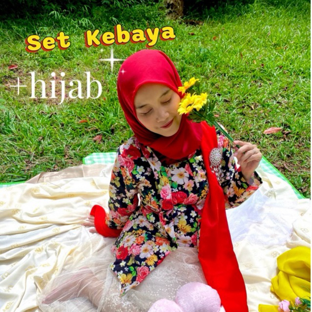 Kebaya Free Hijab Set Bridesmaids 2in1 Kutubaru Bunga Adat Jawa Modern