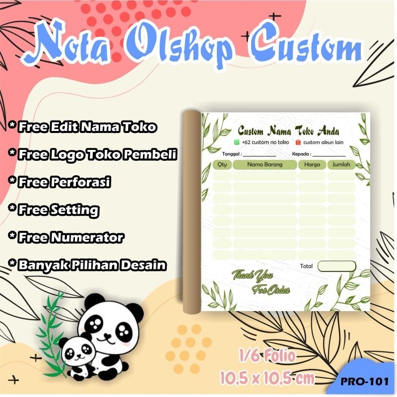 

[TERMURAH] Cetak Nota Satuan Custom Full Color