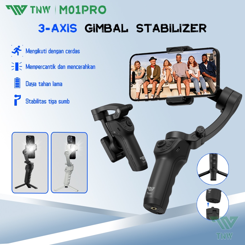 TNW M01 PRO Gimbal 3 Axis hp Gimbal Stabilizer hp Smartphone & Action Cam Ultra Stable Gimbal Face T