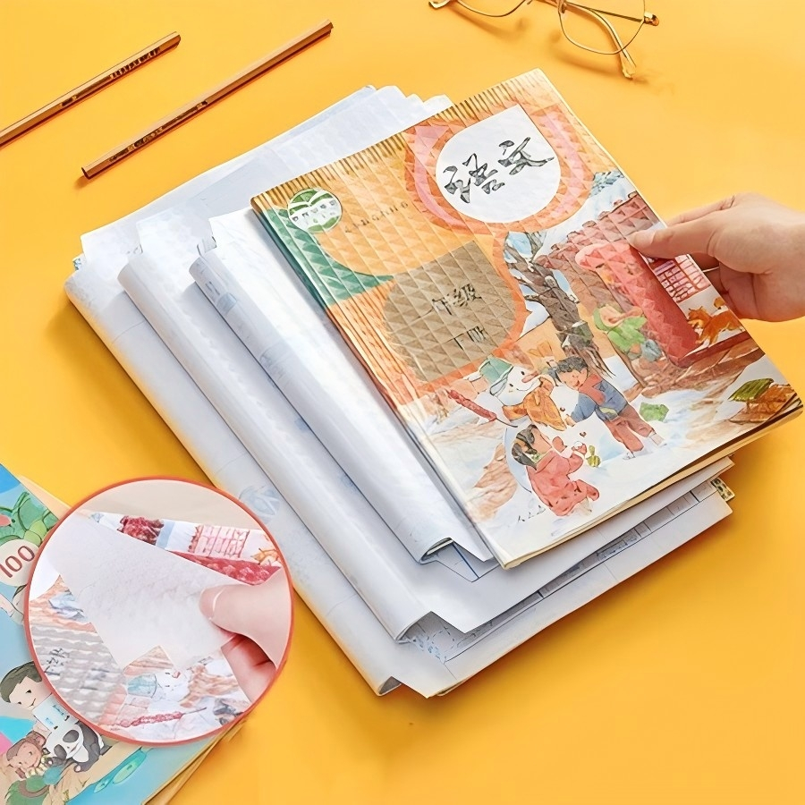 

Stiker Sampul Buku Isi 10 Lembar Adhesive / Book Cover Waterproof Tulis Sekolah Diamond Transparant