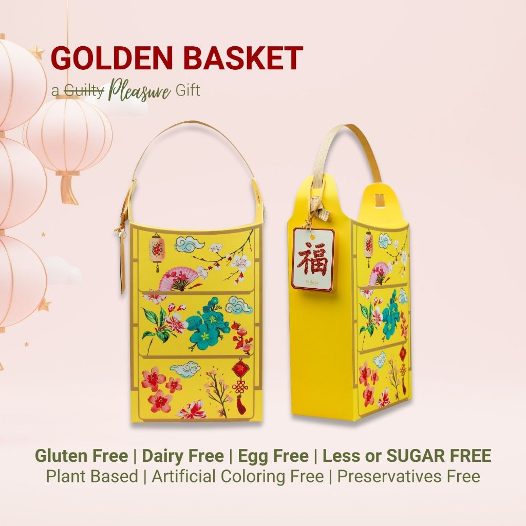 

Golden Basket - Hampers Imlek Sincia Gluten Free Tanpa Susu Tanpa Telur Rendah Gula/Bebas Gula, CNY Chinese New Years Hampers