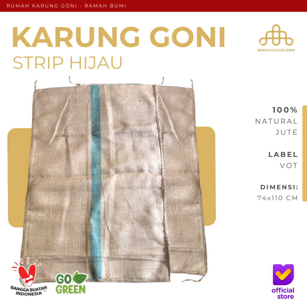 Karung Goni Strip Hijau 100 Kg - Karung Goni 17 Agustusan