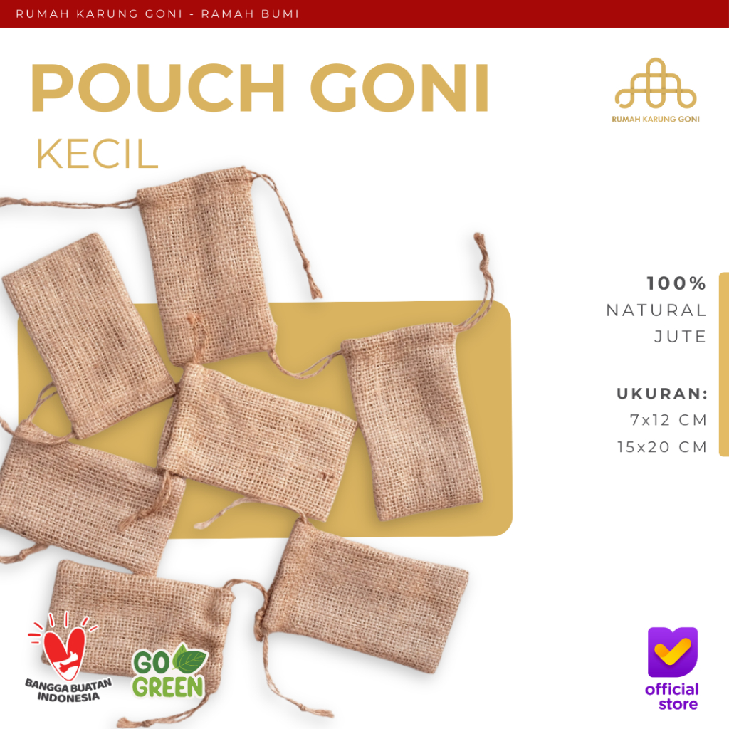 Pouch Pouch Goni Kecil 7x12cm - Kantung Rami Rustic - Kantong Koin Unik - Burlap Pouch