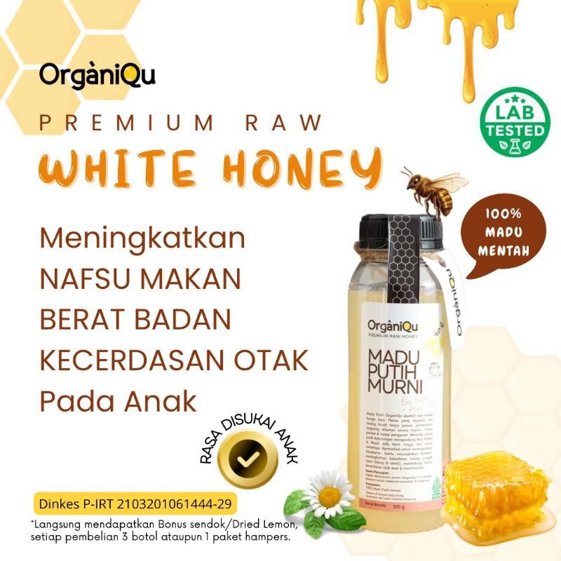 

[ORGANIQU] PREMIUM RAW HONEY MADU PUTIH MURNI