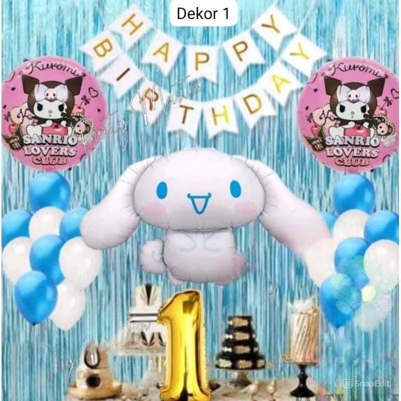 Paket dekorasi ulang tahun anak perempuan tema cinnamorol