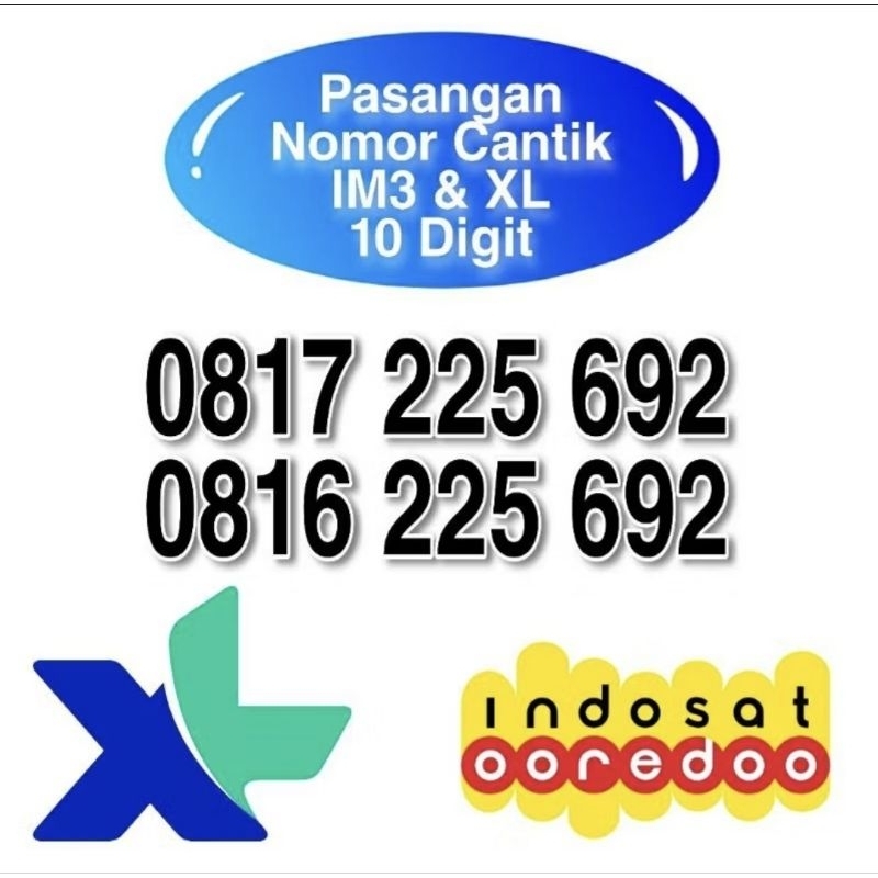 Pasangan Nomor Cantik XL 10 Digit dan Indosat 10 Digit - Nomor Cantik Pasangan