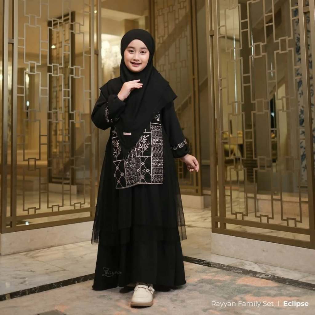 Gamis Remaja Anak Perempuan Bahan Ceruty Mix Brokat Dress Muslim Terbaru