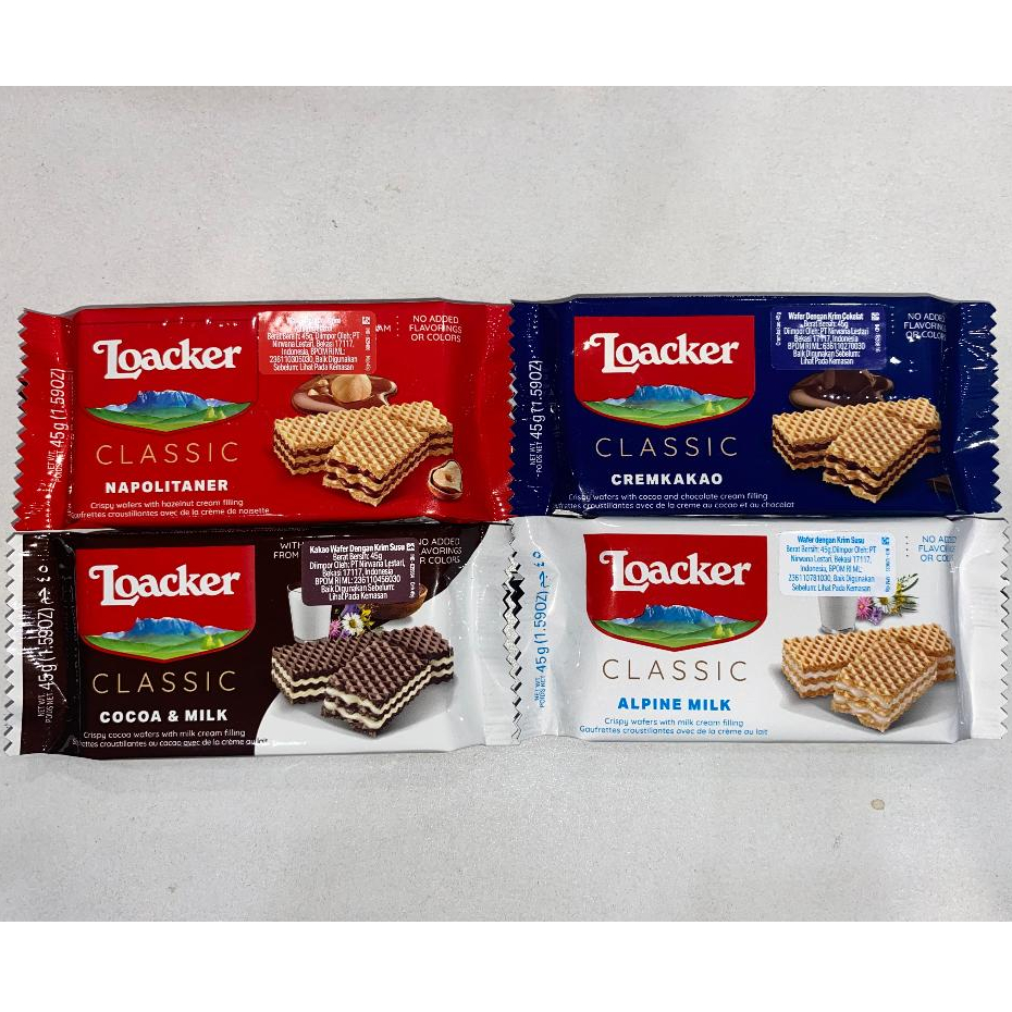 

Loacker Classic 45g Wafer Dengan Krim Cokelat