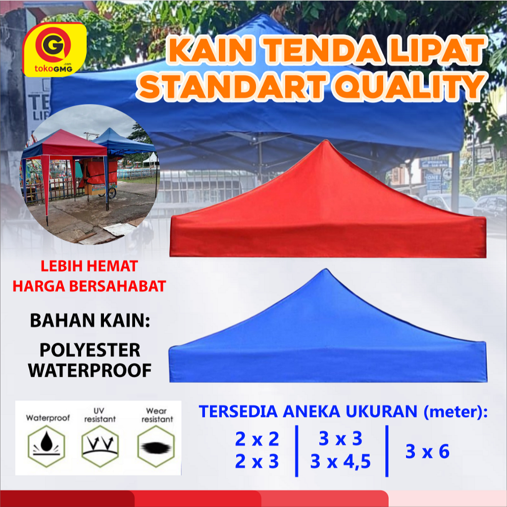 Kain Tenda Lipat Standart - Polyester Waterproof - Kain Tenda Lipat Biasa, Atasan Tenda Lipat - Terp