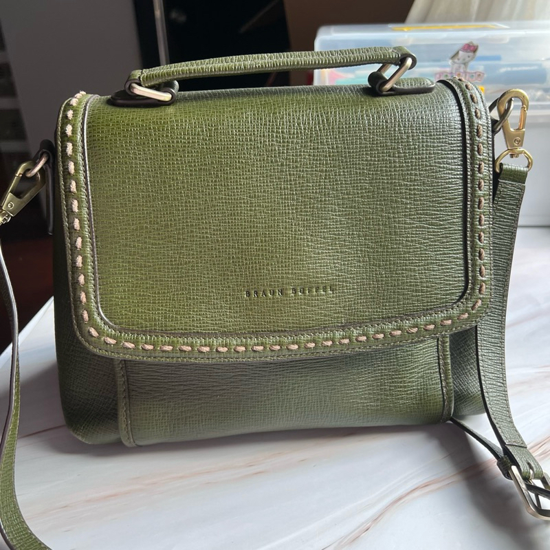 [preloved] BRAUN BUFFEL SATCHEL BAG HIJAU DARK GREEN SAGE SLING BAG WANITA WOMEN