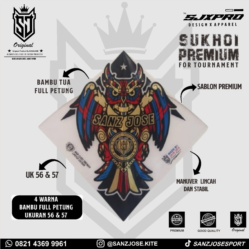 Layangan Sukhoi "Sanz Jose BURUNG HANTU" Bambu Tua Special Turnament