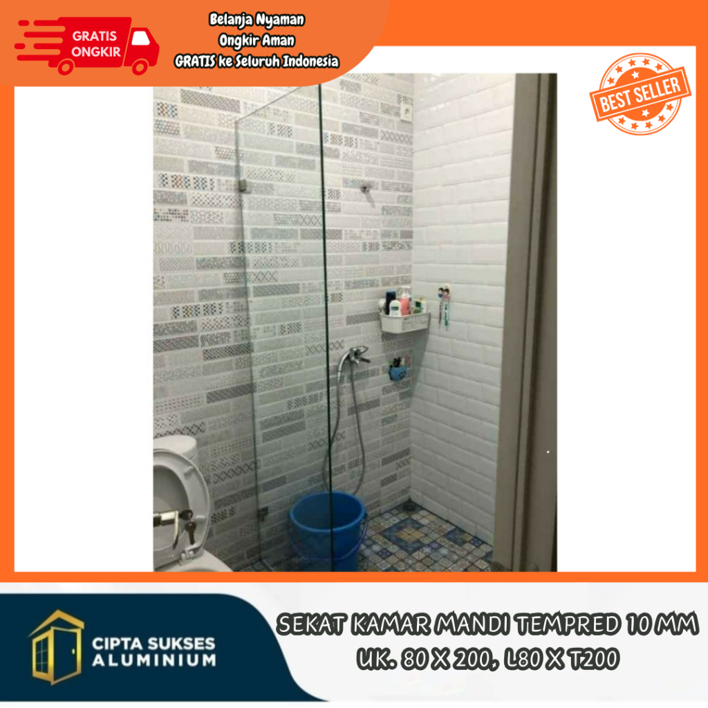 sekat kamar mandi kaca tempered aluminium csa bergaransi kaca tempered 10 mm ukuran 80x200 sekat kam