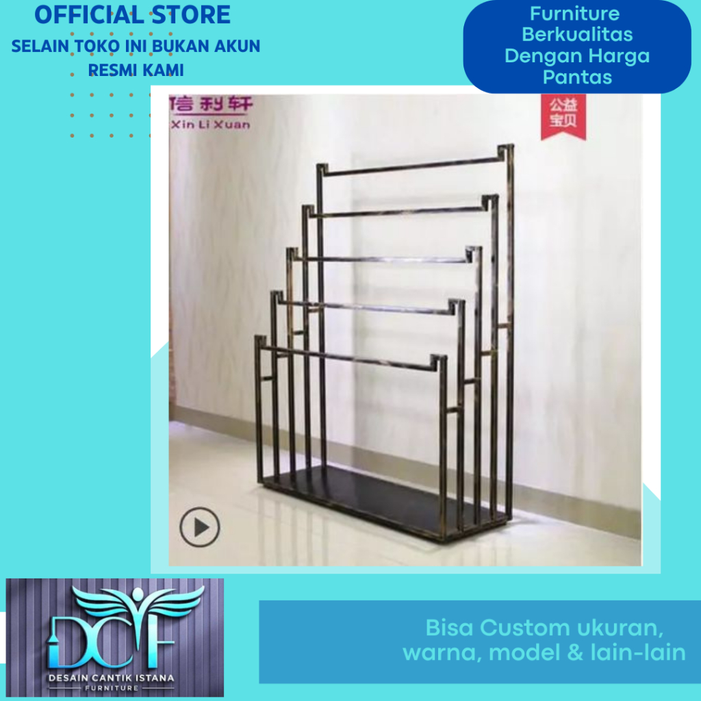 Rak Besi Display Toko Hijab Model Tingkat
