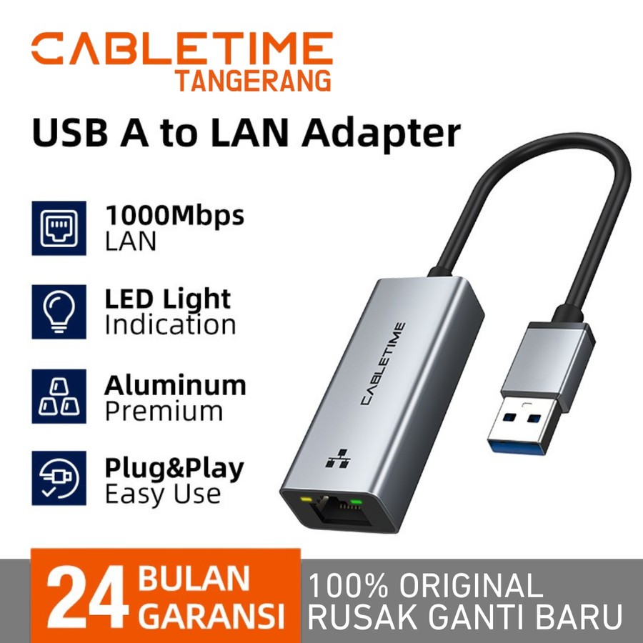 CABLETIME USB to LAN Ethernet RJ45 CABLETIME Adapter Network Card High Speed
