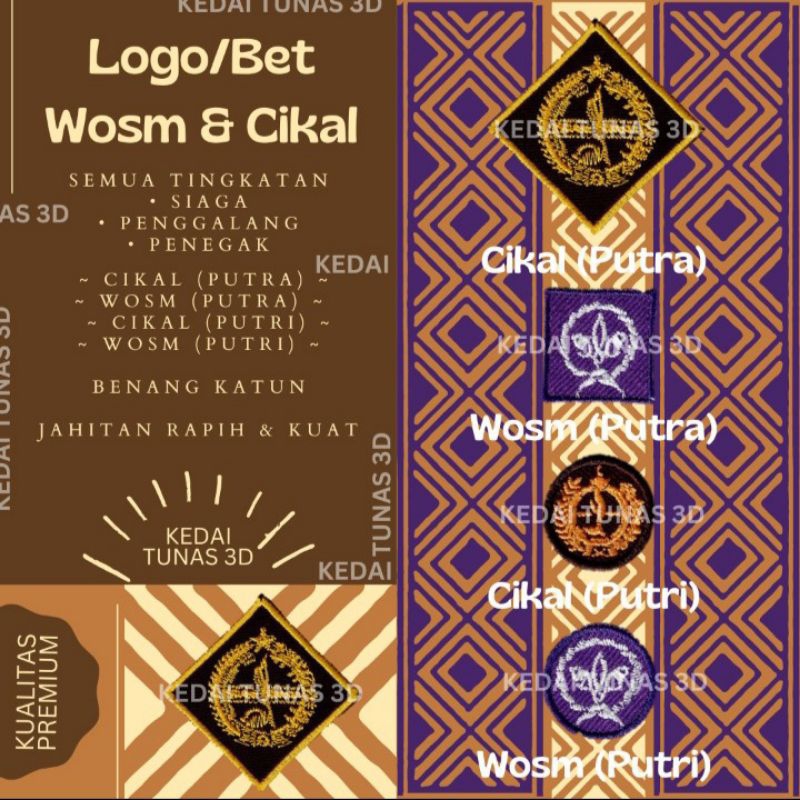 LOGO/BET PRAMUKA WOSM & CIKAL PUTRA & PUTRI (SATUAN)