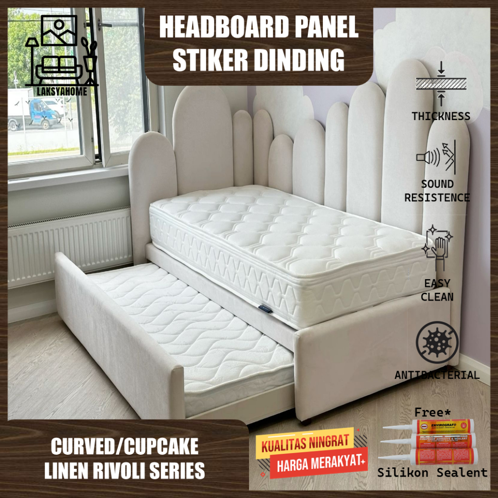 Headboard Panel Dinding 20x60 Cupcake Linen Rivoli Series Dekorasi Tempat Tidur & Wallpaper Dinding