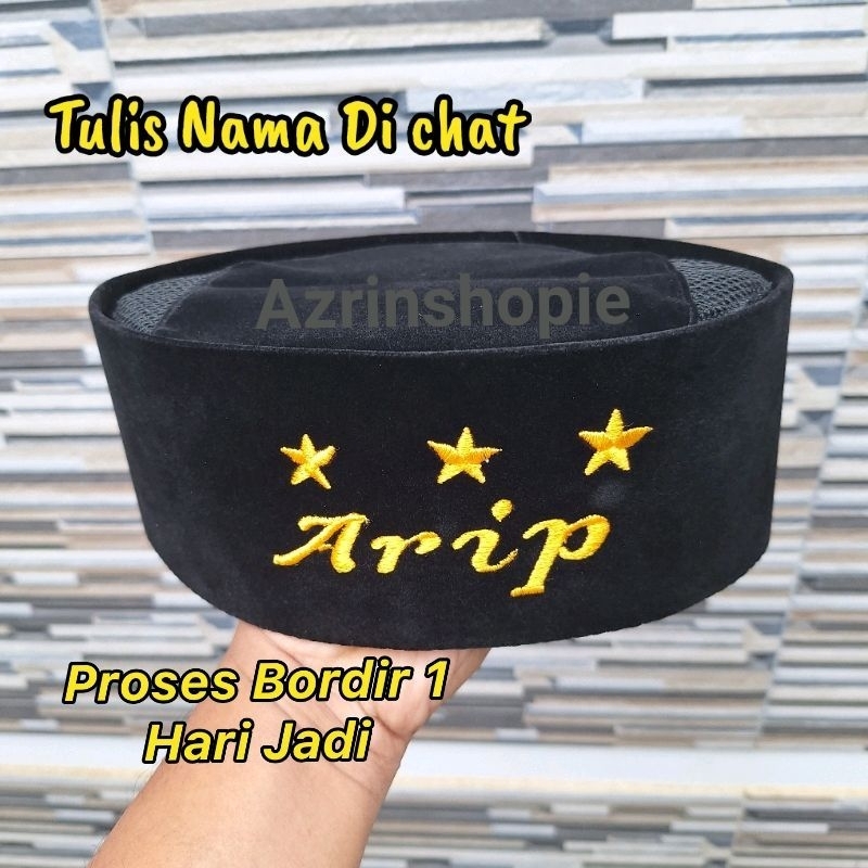 Peci Anak Hitam Polos Presiden Songkok Kopiah Presiden Anak Laki Laki Dan Dewasa Riquest Bordir Nama