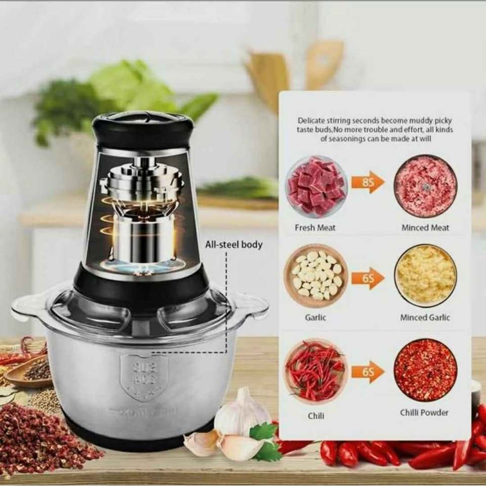 Penggiling Daging Blender Chopper Daging Serbaguna Stainless 2 Liter