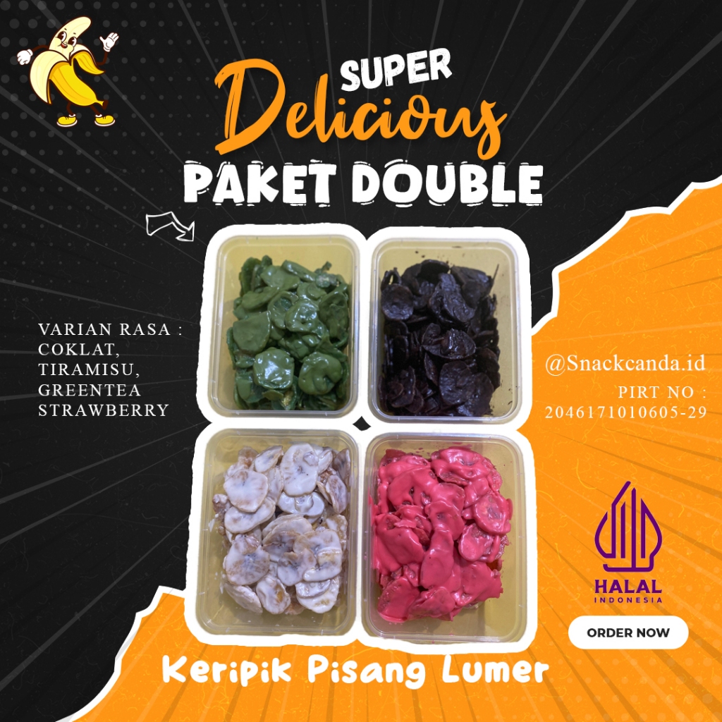 

PAKET DOUBLE PROMO KERIPIK PISANG LUMER ANEKA RASA COKLAT PREMIUM