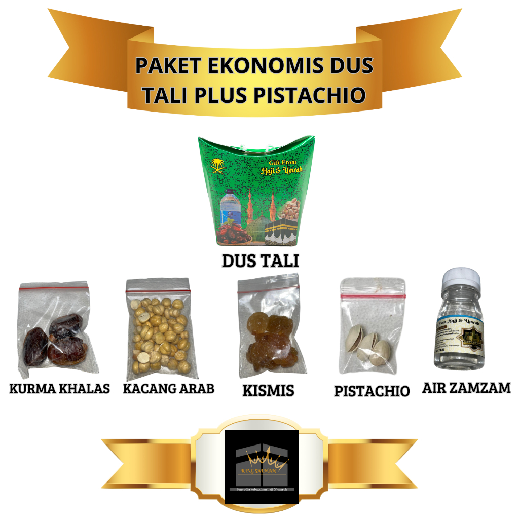 

Paket Oleh-Oleh Haji dan umroh Ekonomis Dus Tali plus Pistachio plus zamzam