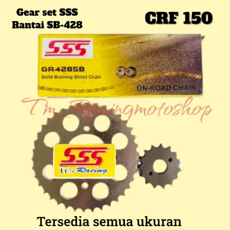 Gear Set FULL SSS 428 CRF 150 Paketan Rantai SSS 428 GOLD 130L + Gir Depan SSS / TK RACING 13 / 14 /
