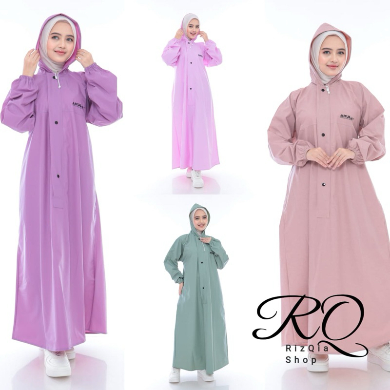 Jas Hujan AKULA’ tipe Gamis / Jas Hujan Dewasa Muslimah / Jas Hujan Muslimah Premium