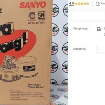 

Pompa Air Sanyo PH-175C Otomatis PH175 PH 175 auto Sumur Dangkal 9 mtr