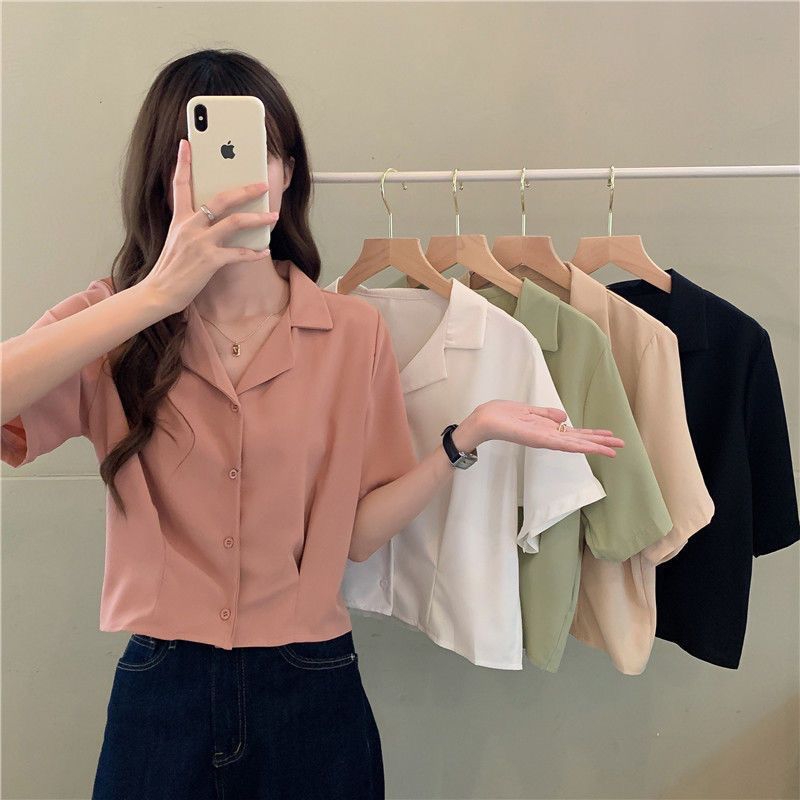 Blazer Korea Cropped Wanita Outer Casual Lengan pendek