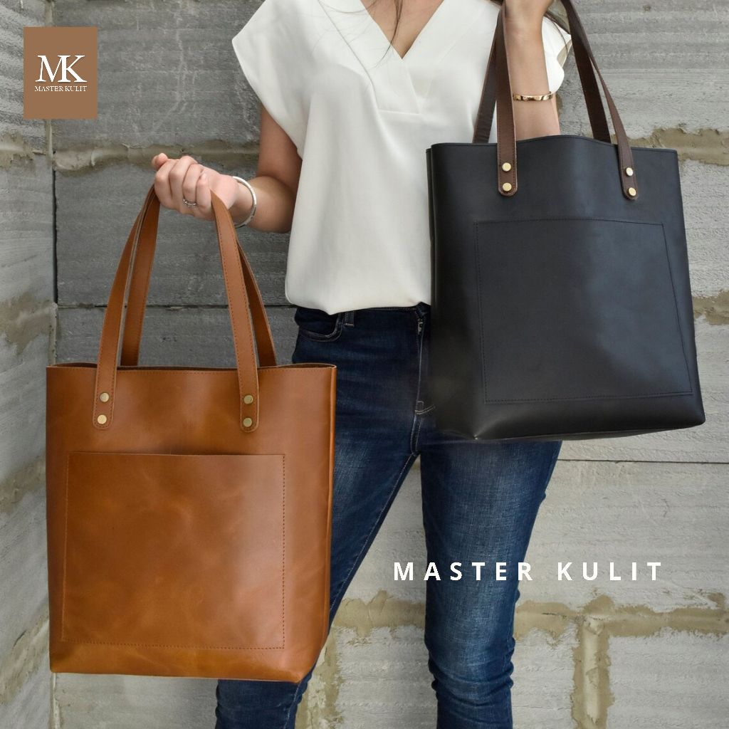 LEATHER TOTE BAG PRIA WANITA FULL KULIT CREZY HORSE VINTAGE TAS TOTE TAS SLEMPANG TAS JINJING MK.033
