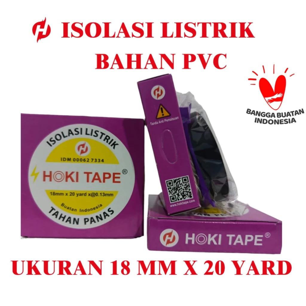 

ISOLASI LISTRIK PVC HOKI 18mmx20y TAHAN PANAS