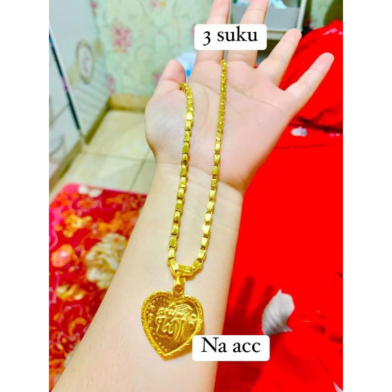 kalung padi 3 suku + liontin Allah lapis emas