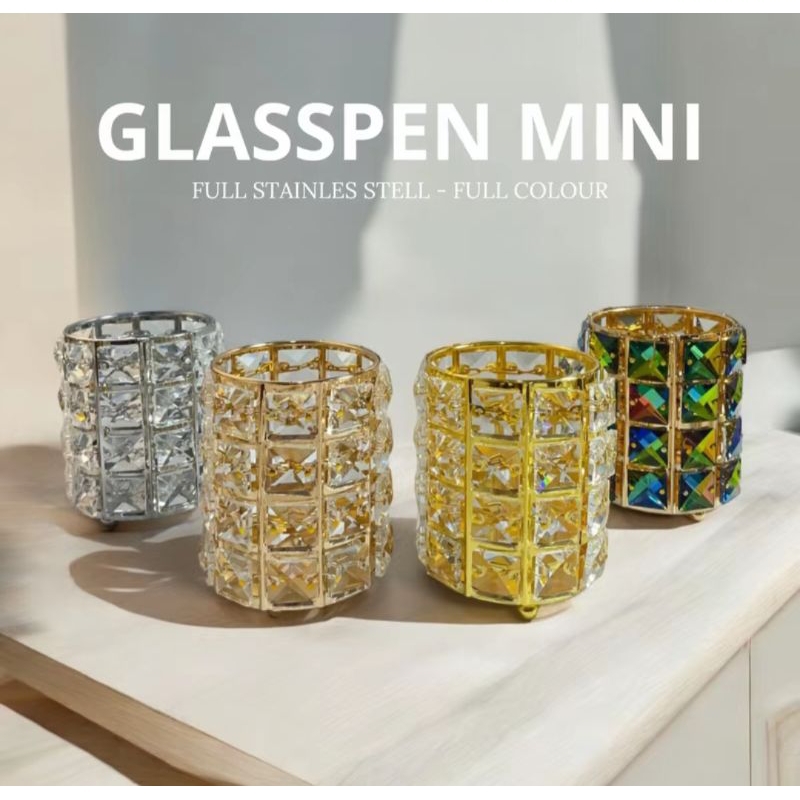 Tempat Kuas / Brush Holder Crystal / Tempat pena Kantor Meja