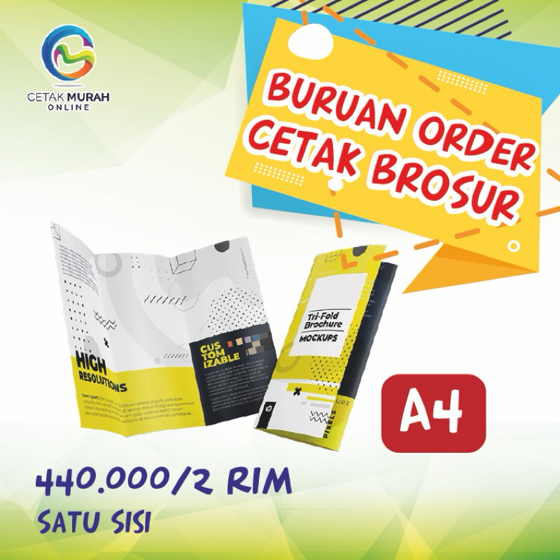 

Cetak Brosur A4 (1 Sisi ) 2 rim / 1000 lbr | Art Paper 120 gr Murah !! Kualitas OKE !! PO HNY 2 HARI