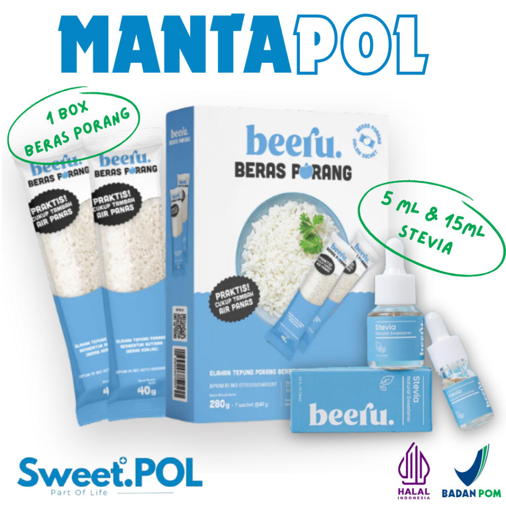 

[MANTAPOL] Gula Stevia 5 & 15ml + Beras Porang 1 Box